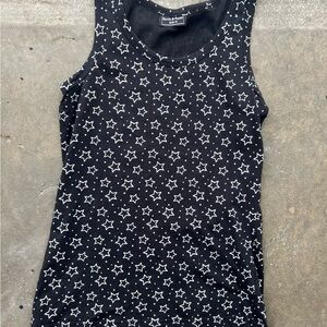 rock & rock black & white star tank top size medium